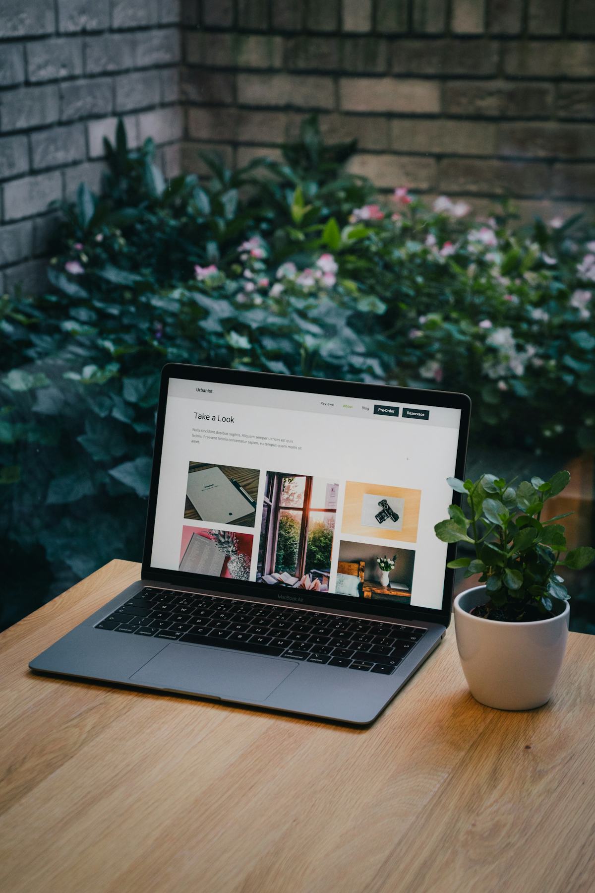 A laptop showing a business website