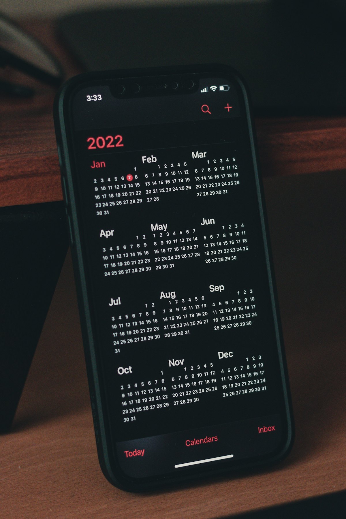 A phone showing a schedule