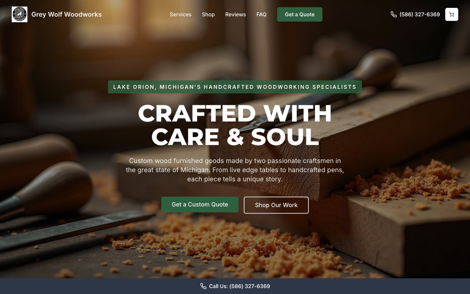 The Grey Wolf Woodworks website